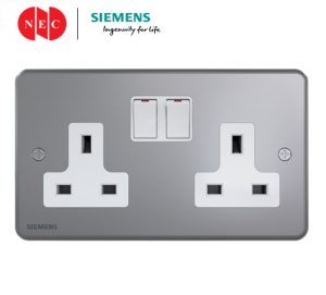 Siemens 5UB6022-4PC71 13A 2Gang Switch Socket Outlet with Indicator (Metalclad)